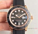 NOOB Factory Yachtmaster Rolex 116655 Replica Watch - Rose Gold Black Rubber Strap